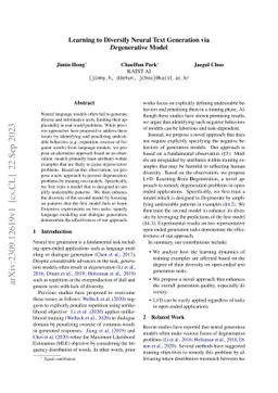 Learning to Diversify Neural Text Generation via Degenerative Model