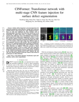 CINFormer: Transformer network with multi-stage CNN feature injection
  for surface defect segmentation