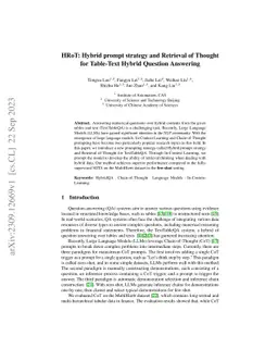 HRoT: Hybrid prompt strategy and Retrieval of Thought for Table-Text
  Hybrid Question Answering