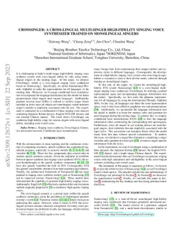 CrossSinger: A Cross-Lingual Multi-Singer High-Fidelity Singing Voice
  Synthesizer Trained on Monolingual Singers