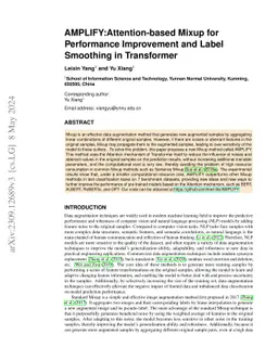 AMPLIFY:Attention-based Mixup for Performance Improvement and Label
  Smoothing in Transformer