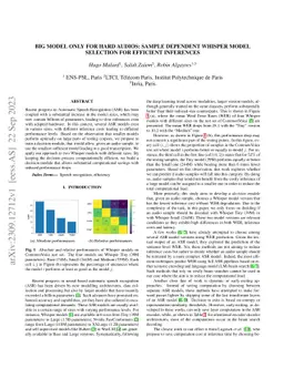 Big model only for hard audios: Sample dependent Whisper model selection
  for efficient inferences