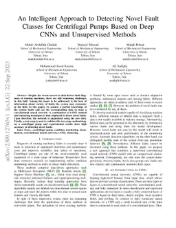 An Intelligent Approach to Detecting Novel Fault Classes for Centrifugal
  Pumps Based on Deep CNNs and Unsupervised Methods