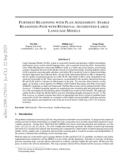 Furthest Reasoning with Plan Assessment: Stable Reasoning Path with
  Retrieval-Augmented Large Language Models
