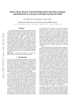 Reduce, Reuse, Recycle: Is Perturbed Data better than Other Language
  augmentation for Low Resource Self-Supervised Speech Models