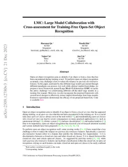 LMC: Large Model Collaboration with Cross-assessment for Training-Free
  Open-Set Object Recognition