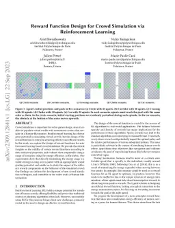 Reward Function Design for Crowd Simulation via Reinforcement Learning
