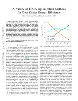 A Survey of FPGA Optimization Methods for Data Center Energy Efficiency