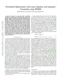 Distributed Optimisation with Linear Equality and Inequality Constraints
  using PDMM