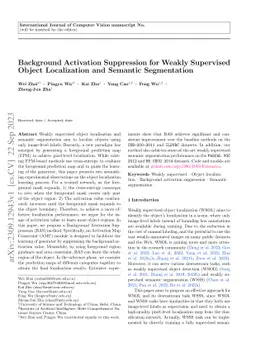 Background Activation Suppression for Weakly Supervised Object
  Localization and Semantic Segmentation