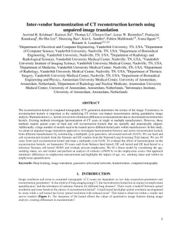 Inter-vendor harmonization of Computed Tomography (CT) reconstruction
  kernels using unpaired image translation