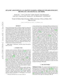 Dynamic ASR Pathways: An Adaptive Masking Approach Towards Efficient Pruning of A Multilingual ASR Model