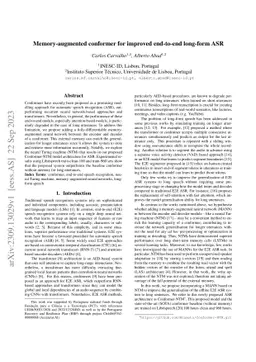 Memory-augmented conformer for improved end-to-end long-form ASR