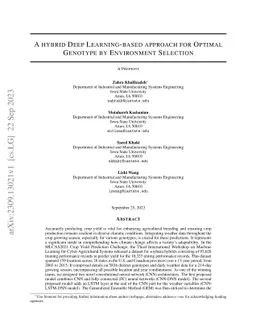 A Hybrid Deep Learning-based Approach for Optimal Genotype by
  Environment Selection