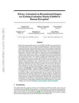 Privacy Assessment on Reconstructed Images: Are Existing Evaluation
  Metrics Faithful to Human Perception?
