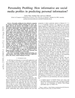 Personality Profiling: How informative are social media profiles in
  predicting personal information?
