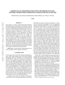 Importance of Smoothness Induced by Optimizers in FL4ASR: Towards
  Understanding Federated Learning for End-to-End ASR