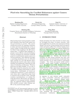 Pixel-wise Smoothing for Certified Robustness against Camera Motion
  Perturbations