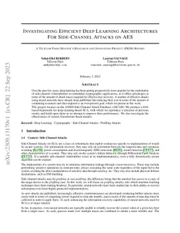 Investigating Efficient Deep Learning Architectures For Side-Channel
  Attacks on AES