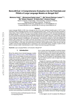 BenLLMEval: A Comprehensive Evaluation into the Potentials and Pitfalls
  of Large Language Models on Bengali NLP