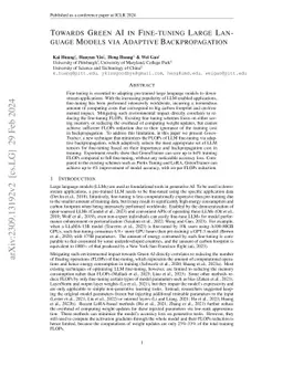 Towards Green AI in Fine-tuning Large Language Models via Adaptive
  Backpropagation