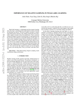 Importance of negative sampling in weak label learning