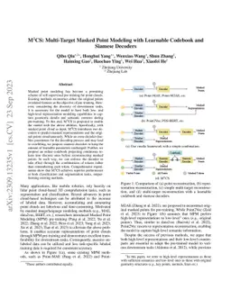M$^3$CS: Multi-Target Masked Point Modeling with Learnable Codebook and
  Siamese Decoders