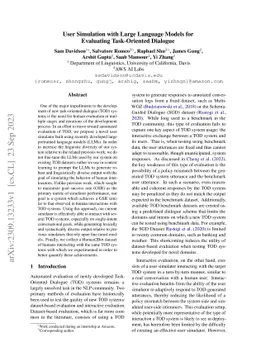 User Simulation with Large Language Models for Evaluating Task-Oriented
  Dialogue