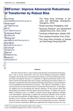 RBFormer: Improve Adversarial Robustness of Transformer by Robust Bias
