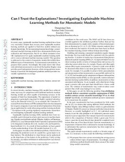 Can I Trust the Explanations? Investigating Explainable Machine Learning
  Methods for Monotonic Models
