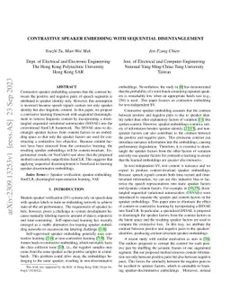 Contrastive Speaker Embedding With Sequential Disentanglement