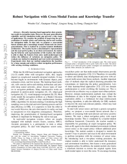 Robust Navigation with Cross-Modal Fusion and Knowledge Transfer