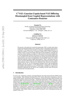 C$^2$VAE: Gaussian Copula-based VAE Differing Disentangled from Coupled
  Representations with Contrastive Posterior