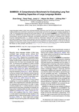 BAMBOO: A Comprehensive Benchmark for Evaluating Long Text Modeling
  Capacities of Large Language Models