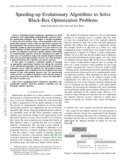 Speeding-up Evolutionary Algorithms to solve Black-Box Optimization
  Problems