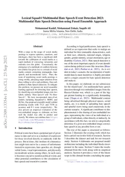 Lexical Squad@Multimodal Hate Speech Event Detection 2023: Multimodal
  Hate Speech Detection using Fused Ensemble Approach