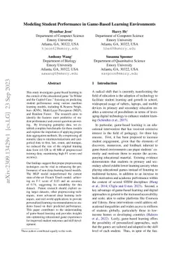 Modeling Student Performance in Game-Based Learning Environments