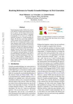 Resolving References in Visually-Grounded Dialogue via Text Generation