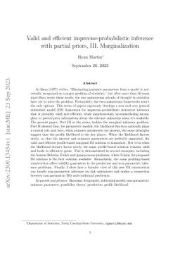Valid and efficient imprecise-probabilistic inference with partial
  priors, III. Marginalization