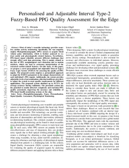 Personalised and Adjustable Interval Type-2 Fuzzy-Based PPG Quality
  Assessment for the Edge