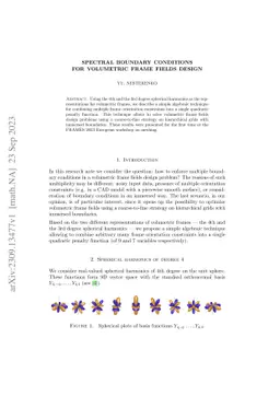 Spectral boundary conditions for volumetric frame fields design