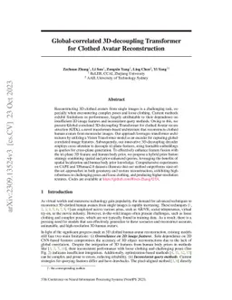 Global-correlated 3D-decoupling Transformer for Clothed Avatar
  Reconstruction