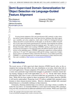 Semi-Supervised Domain Generalization for Object Detection via
  Language-Guided Feature Alignment