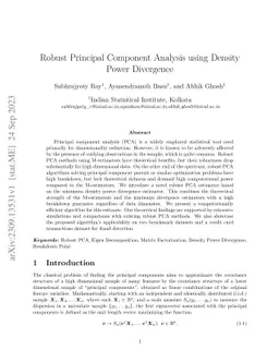 Robust Principal Component Analysis using Density Power Divergence