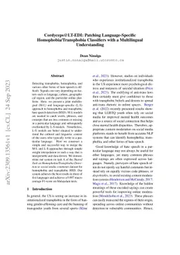 Cordyceps@LT-EDI: Patching Language-Specific Homophobia/Transphobia
  Classifiers with a Multilingual Understanding