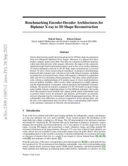 Benchmarking Encoder-Decoder Architectures for Biplanar X-ray to 3D
  Shape Reconstruction
