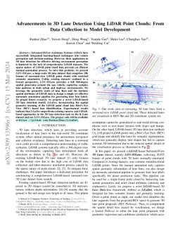 Advancements in 3D Lane Detection Using LiDAR Point Clouds: From Data
  Collection to Model Development