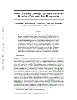 Robust Distributed Learning: Tight Error Bounds and Breakdown Point
  under Data Heterogeneity