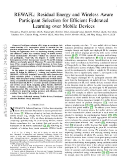 REWAFL: Residual Energy and Wireless Aware Participant Selection for
  Efficient Federated Learning over Mobile Devices