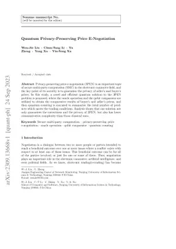 Quantum Privacy-Preserving Price E-Negotiation